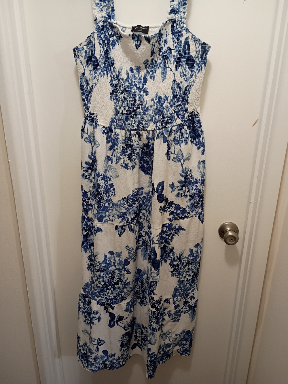 Lane Bryant White and Blue Floral Maxi Dress Size 18/20
